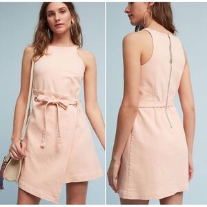 Holding Horses Anthropologie Pink Regatta Halter Neck Mini Wrap Dress Size 0